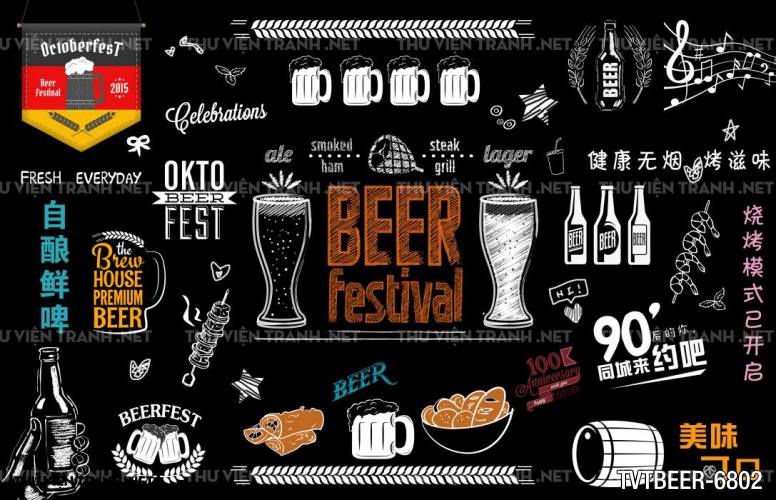 Tranh Quán Beer- tranh dán tường quán Bia