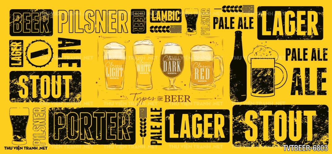 Tranh Quán Beer- tranh dán tường quán Bia