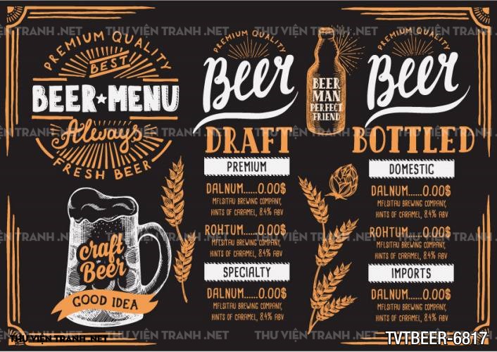 Tranh Quán Beer- tranh dán tường quán Bia