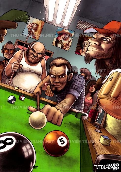 Tranh Bida- Billiards- quán Bi-A