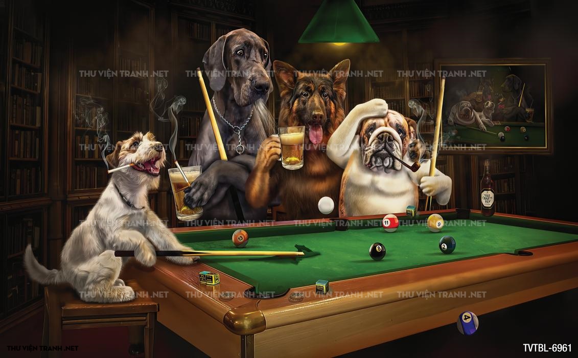 Tranh Bida- Billiards- quán Bi-A