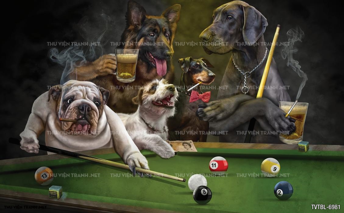 Tranh Bida- Billiards- quán Bi-A