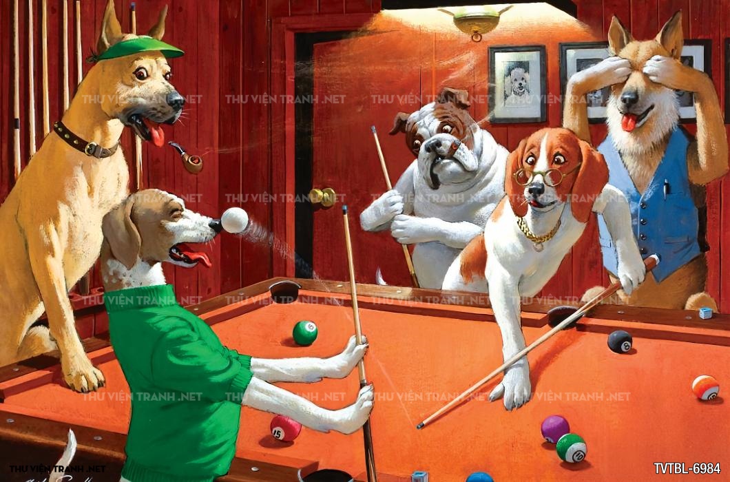 Tranh Bida- Billiards- quán Bi-A
