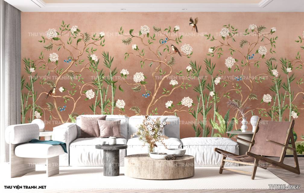 Tranh dán tường Chinoiseries - Wallpaper Chinoiseries