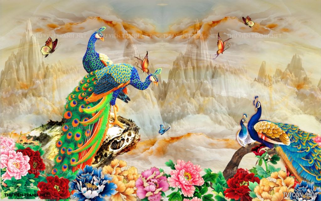 Tranh Chim Công-Peacock