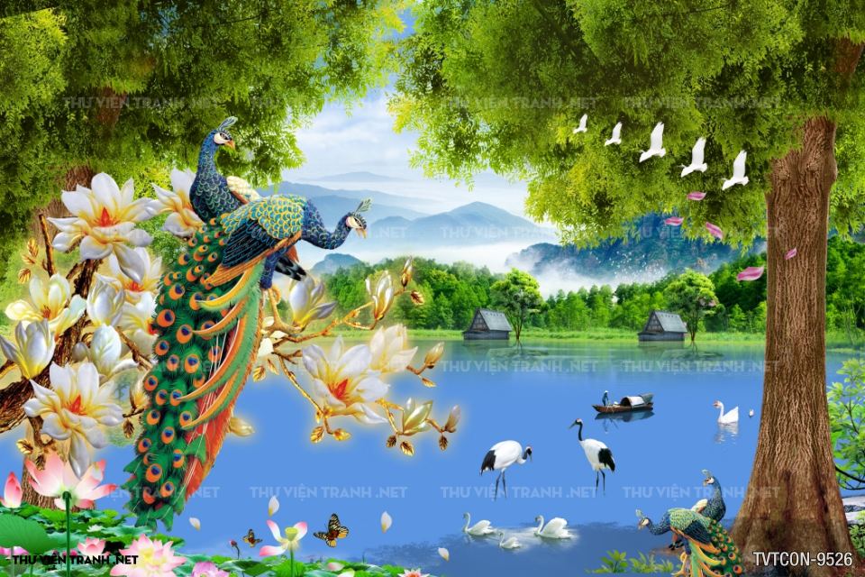 Tranh Chim Công-Peacock