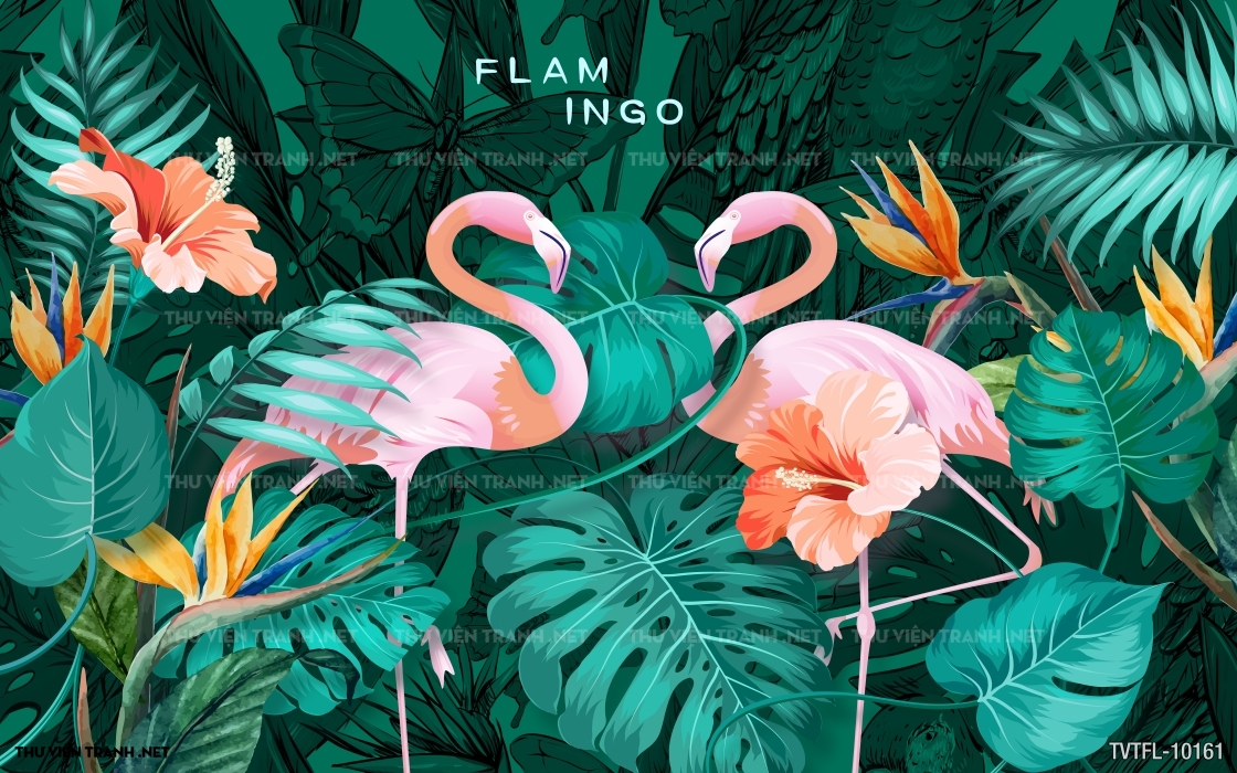 Tranh chim hồng hạc- Flamingo