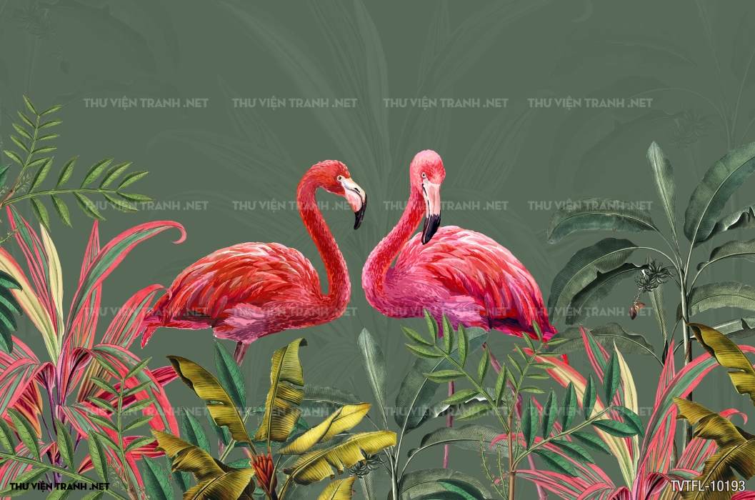 Tranh chim hồng hạc- Flamingo