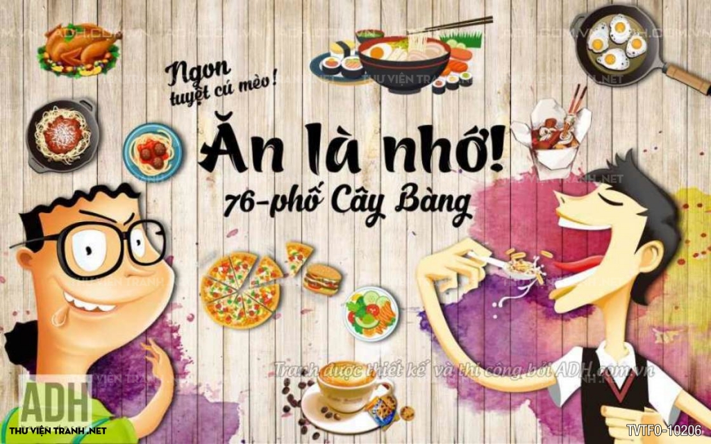 Tranh dán tường quán ăn- các món ăn vặt