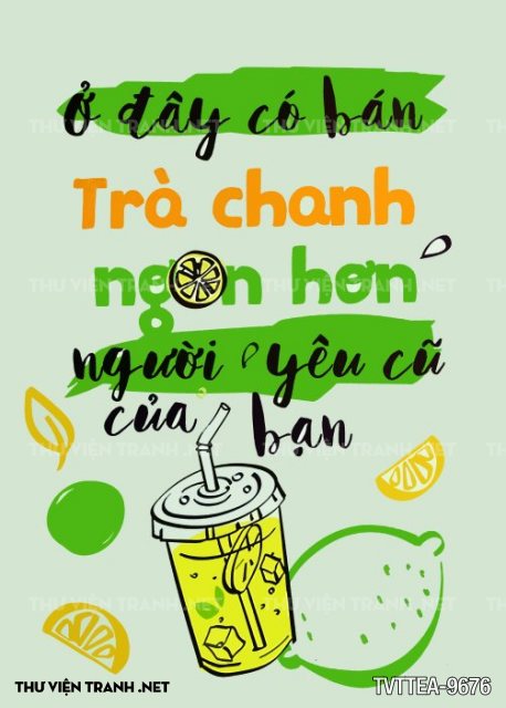 Tranh dán tường quán Trà Chanh- Trà sữa- Ăn vặt