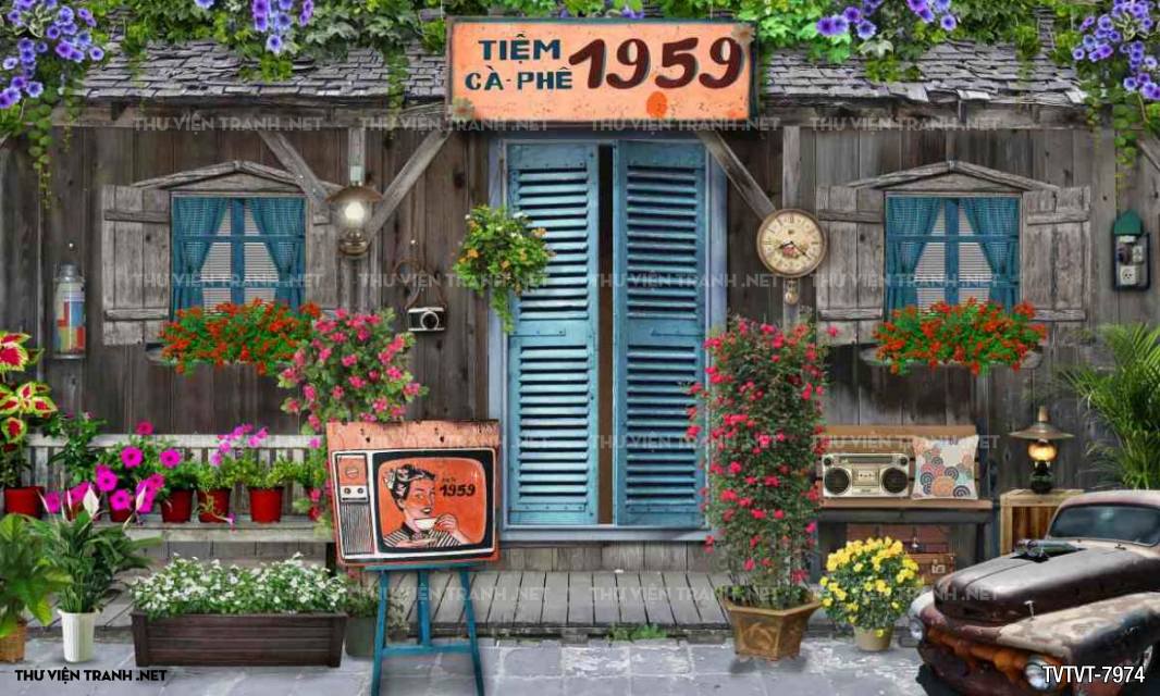 Tranh quán cafe, Trà sữa Vintage 2