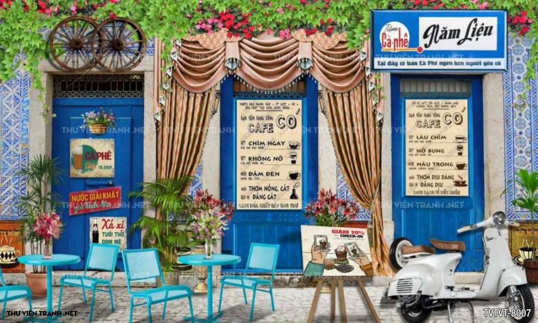 Tranh quán cafe, Trà sữa Vintage 2