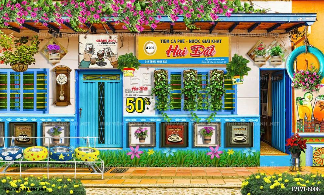 tranh quán cafe, Trà sữa Vintage