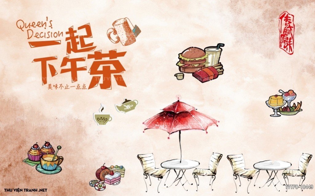Tranh dán tường quán ăn Trung Hoa