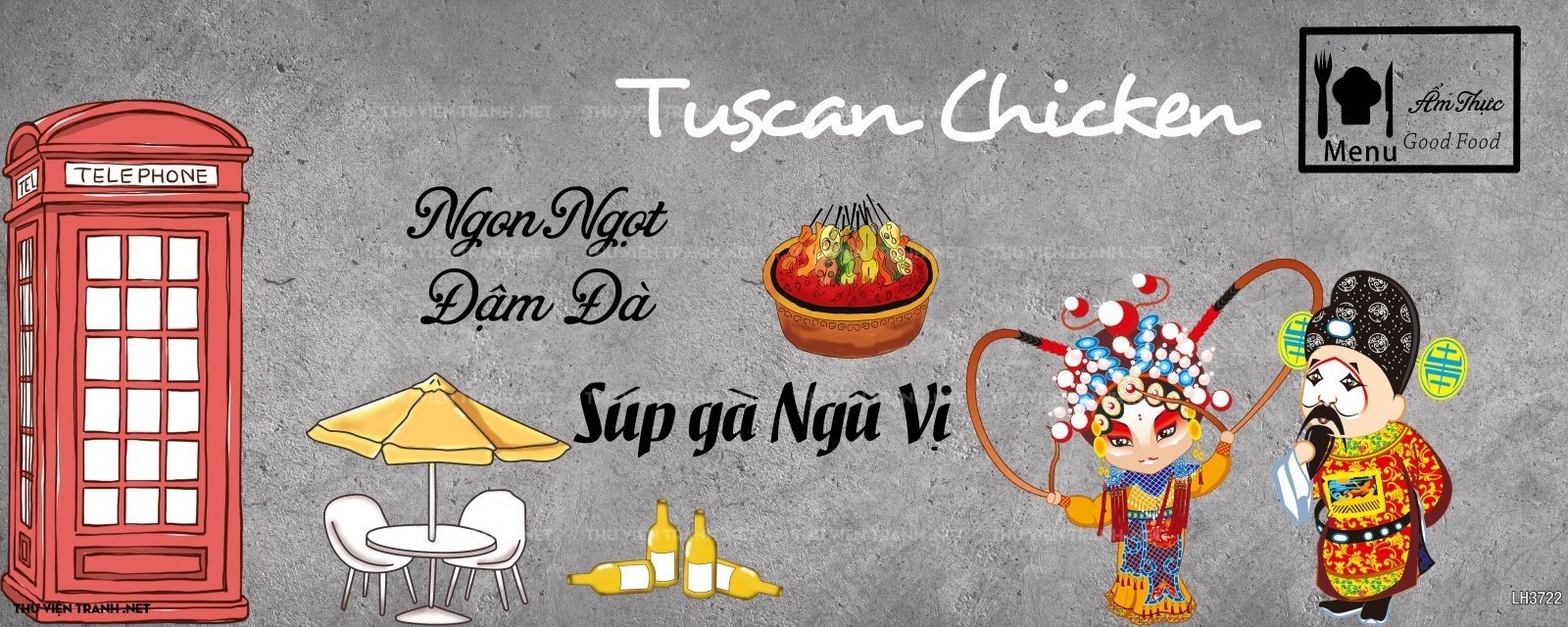 Tranh dán tường gà rán