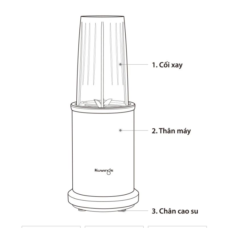 Sơ đồ cấu tạo các bộ phận máy xay Kuvings KNB-250B