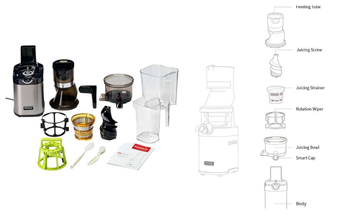 Sơ đồ cấu tạo chi tiết các bộ phận máy ép chậm Kuvings CS600 KCS-6000B