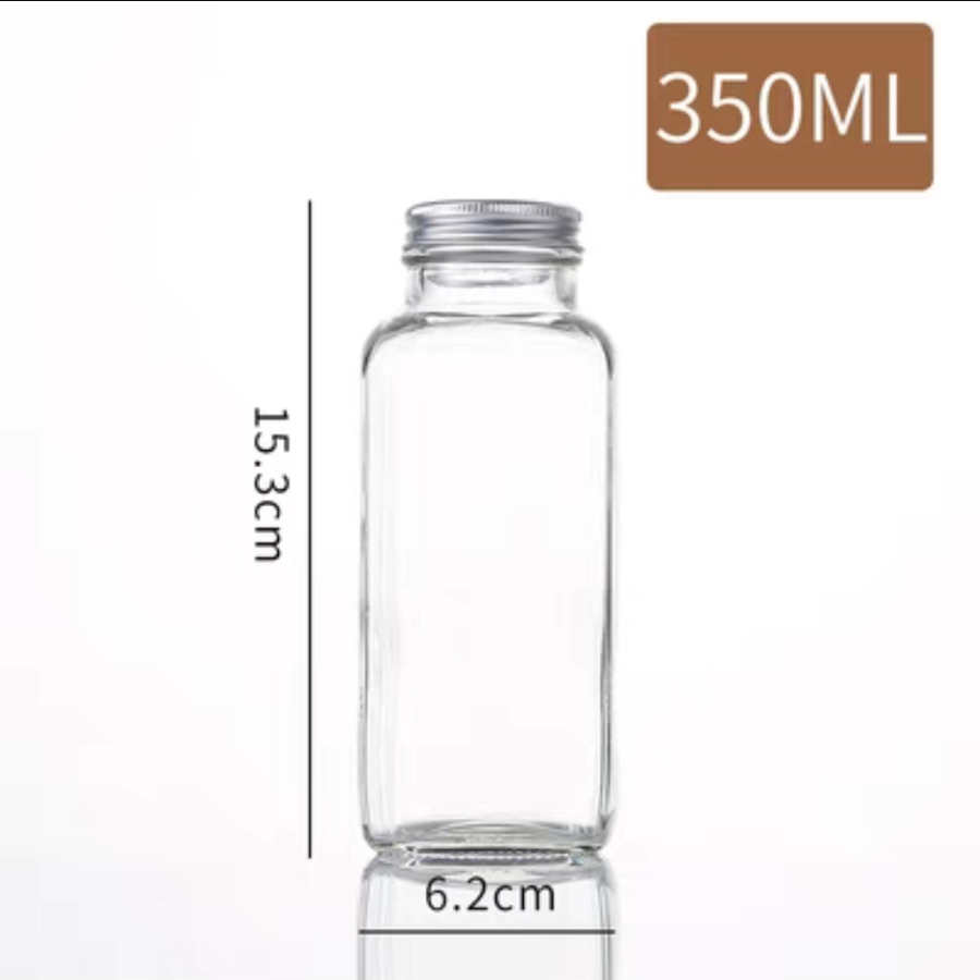 Chai Vuông Cao Nắp Nhựa Đen / Nắp Nhôm Bạc 250ml 350ml 500ml - North Star Packing