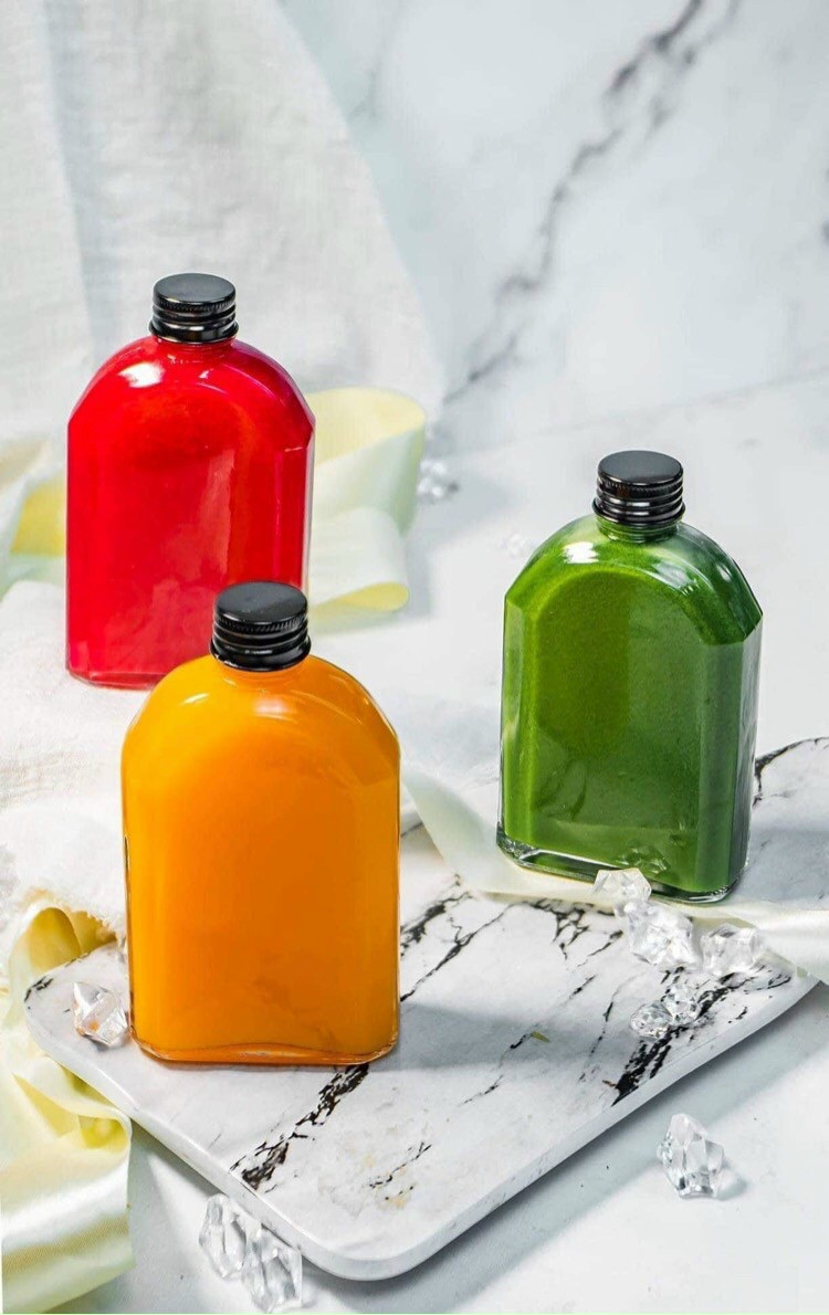 Chai Thủy Tinh Dẹt Vuông Vát Vai, Dung Tích 200ml, 250ml 350ml 500ml, Đựng Nước Ép, Cà Phê, Trà Sữa - North Star Packing