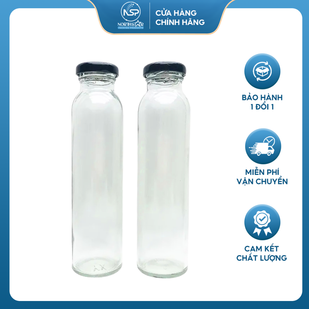 Chai Nước Thủy Tinh Nắp Thiếc 350ml - North Star Packing