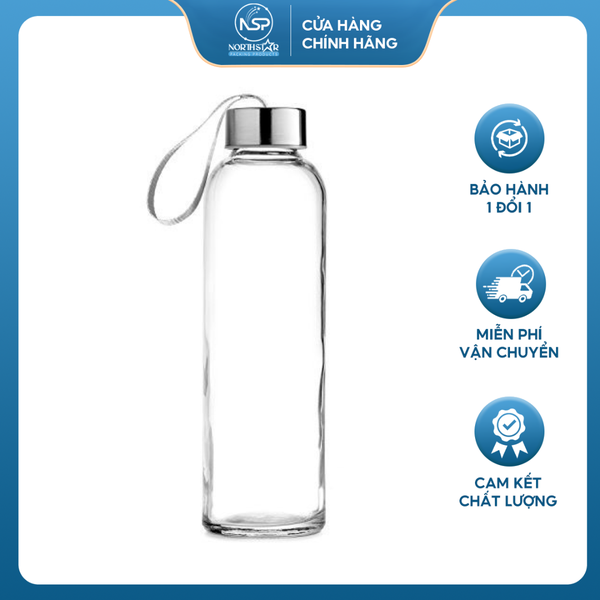 Chai Thủy Tinh 150ml 300ml 500ml Nắp Nhôm, Nắp Inox Có Dây Xách, Đựng Nước Ép, Sinh Tố, Detox, Nắp Nhựa Bọc Kim Loại Chắc Chắn - North Star Packing