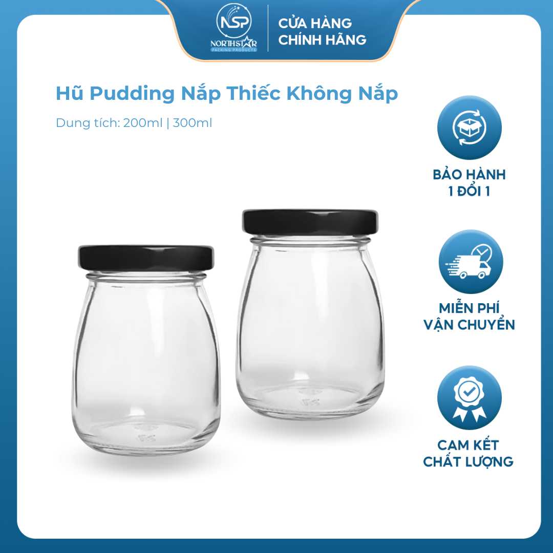 Hũ Pudding Nắp Thiếc, Dung Tích 100ml 200ml, Chất Liệu Dày Dặn, Đựng Sữa Chua, Pudding - North Star Packing