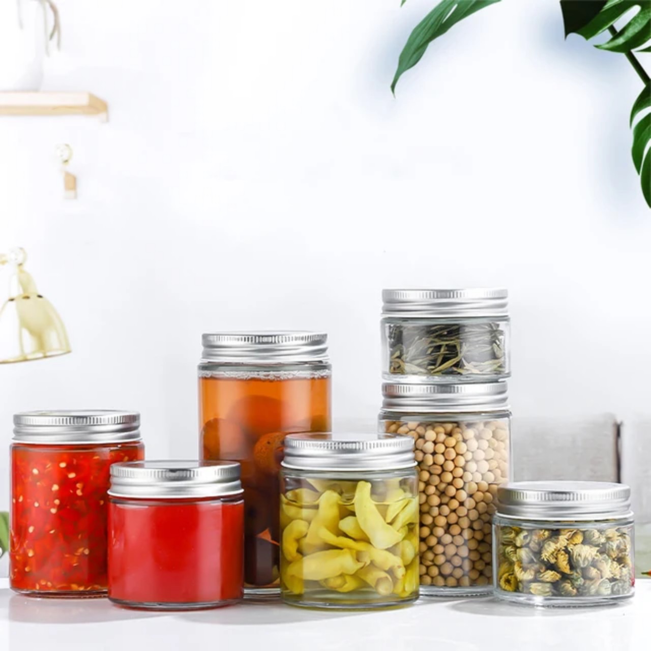 Hũ Thủy Tinh Cylinder Dáng Cao Nắp Nhôm Dung Tích 280ml/ 500ml/ 750ml, Đựng Thực Phẩm, Đồ Khô, Ngũ Cốc - North Star Packing