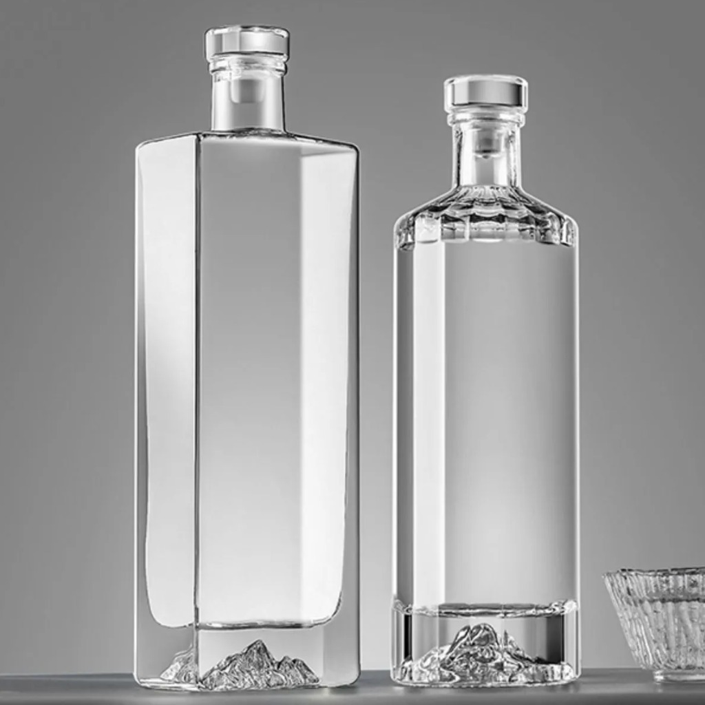 Chai Rượu Dẹp Vuông Đáy Núi - 500ml