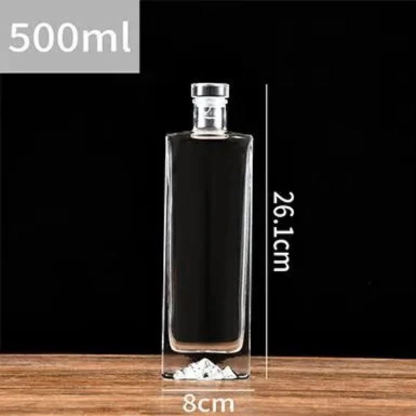 Chai Rượu Dẹp Vuông Đáy Núi - 500ml