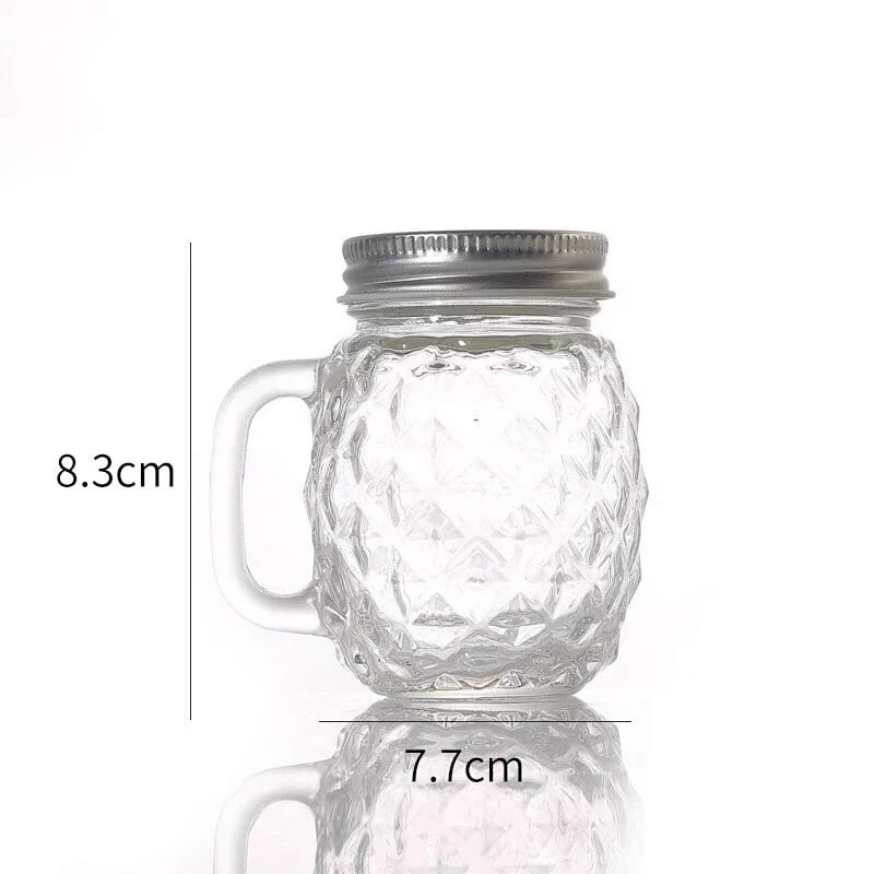 Cốc Thủy Tinh 500ml Hình Quả Dứa (Có Kèm Nắp), Ly Quai Thủy Tinh Cao Cấp - North Star Packing