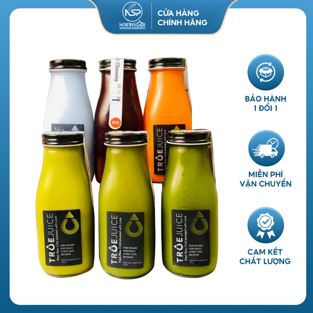 Chai Thủy Tinh Dáng Starbuck 300ml, Nắp Kim Loại Đựng Sữa, Cafe, Nước Ép Các Loại - North Star Việt Nam