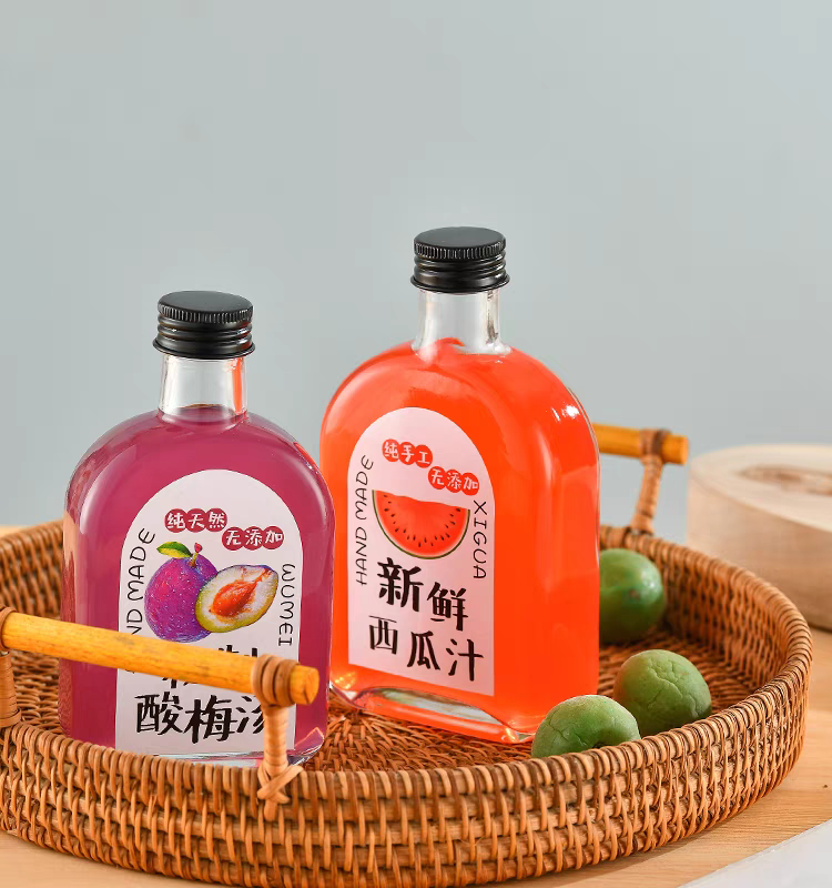 Chai Thủy Tinh Dẹp Cổ Cao Nắp Nhôm 250ML 350ML, Đựng Cà Phê, Nước Ép, Đồ Uống - North Star Packing