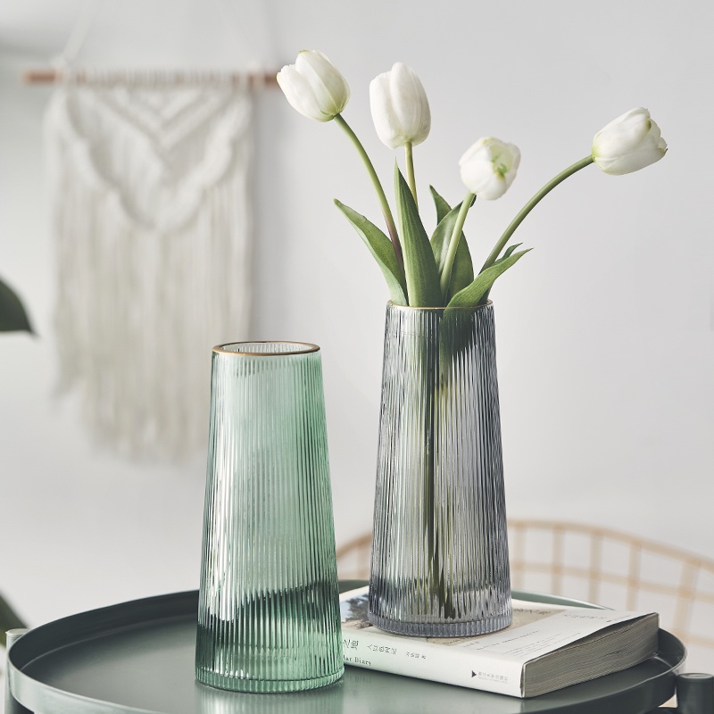 Lọ Hoa Thủy Tinh Dáng Trụ Vát Cao 22cm, Cắm Hoa Tươi, Hoa Khô, Trang Trí Không Gian - North Star Packing