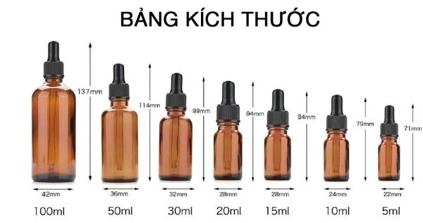 Chai Đựng Tinh Dầu Serum Trong Suốt Nhiều Dung Tích, Chất Liệu Thủy Tinh, Nắp Bóp Đen Bóng - North Star Packing