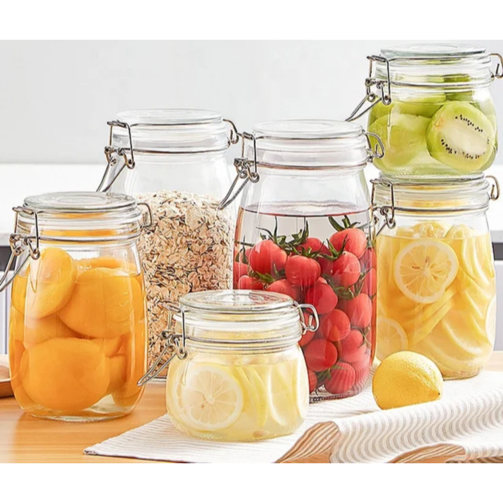 Hũ Thủy Tinh Tròn/ Vuông Nắp Gài Inox, Dung Tích 500ml 1000ml 1500ml 2000ml 3000ml 4800ml, Đựng Thực Phẩm, Chống Ẩm Mốc - NorthStar Packing