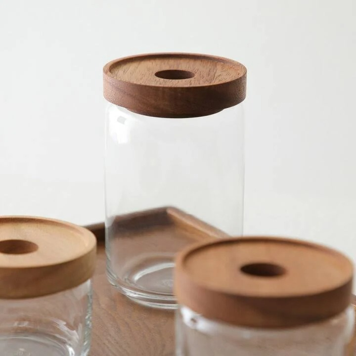 Lọ Thủy Tinh Nắp Gỗ Có Lỗ, Nhiều Dung Tích 250ml 450ml 750ml 950ml 1550ml, Đựng Các Loại Hạt, Cà Phê - North Star Packing