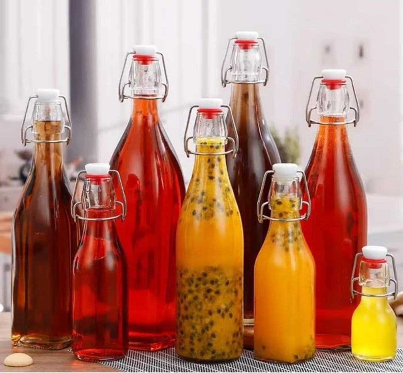 Chai Thủy Tinh Nắp Kẹp Inox, Dung Tích 500ml 1000ml, Nắp Cài Inox Kín Dễ Dàng Vệ Sinh - North Star Packing