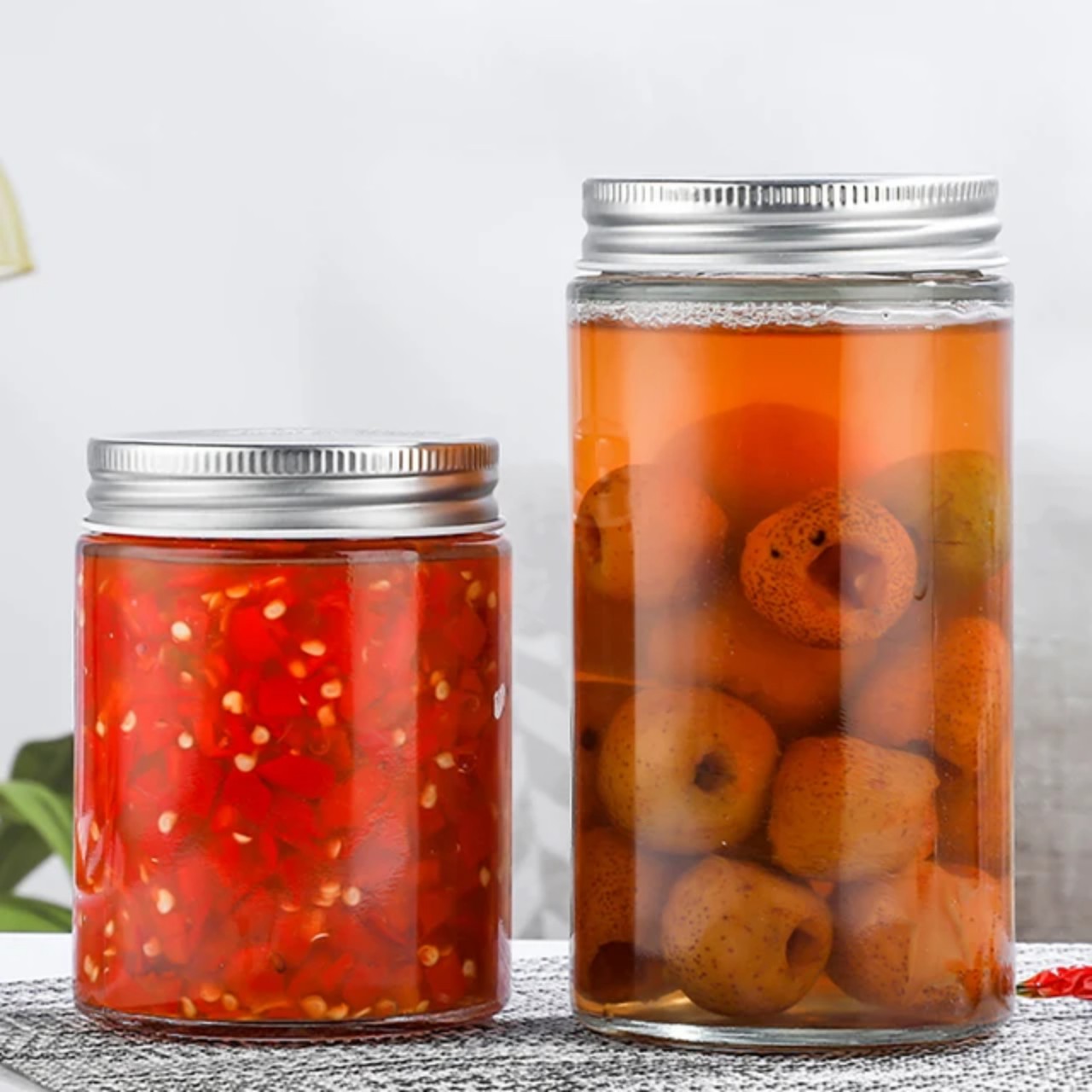 Hũ Thủy Tinh Cylinder Dáng Cao Nắp Nhôm Dung Tích 280ml/ 500ml/ 750ml, Đựng Thực Phẩm, Đồ Khô, Ngũ Cốc - North Star Packing