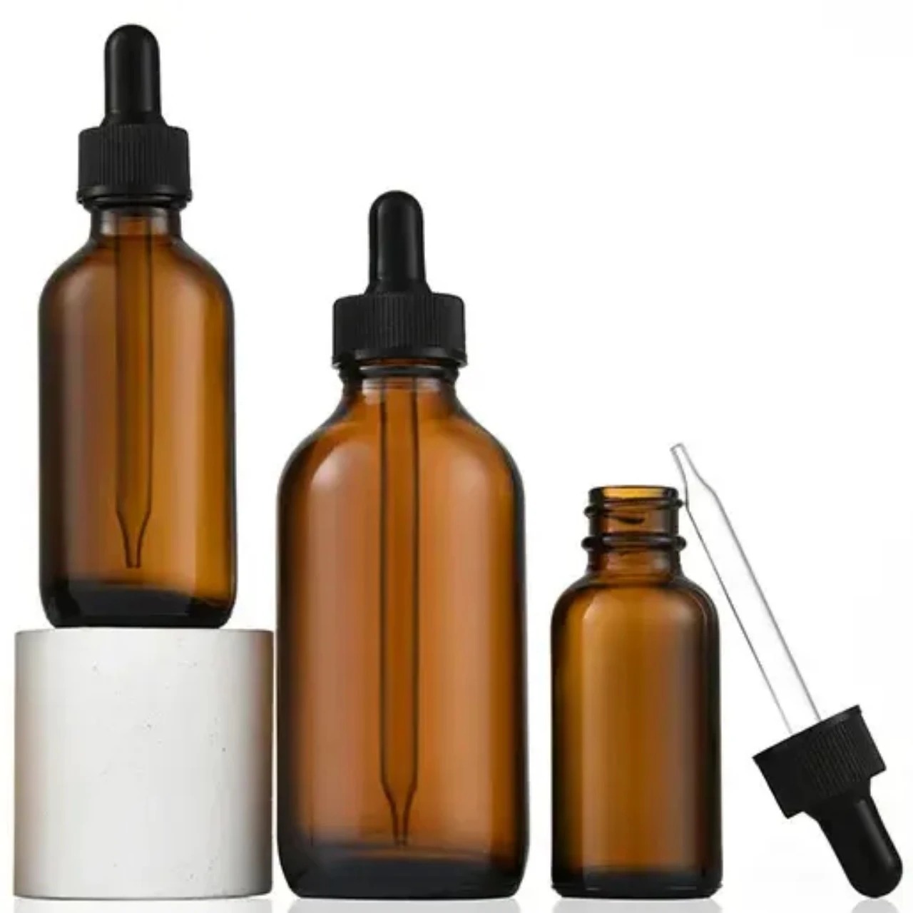 Chai Đựng Tinh Dầu Serum Trong Suốt Nhiều Dung Tích, Chất Liệu Thủy Tinh, Nắp Bóp Đen Bóng - North Star Packing