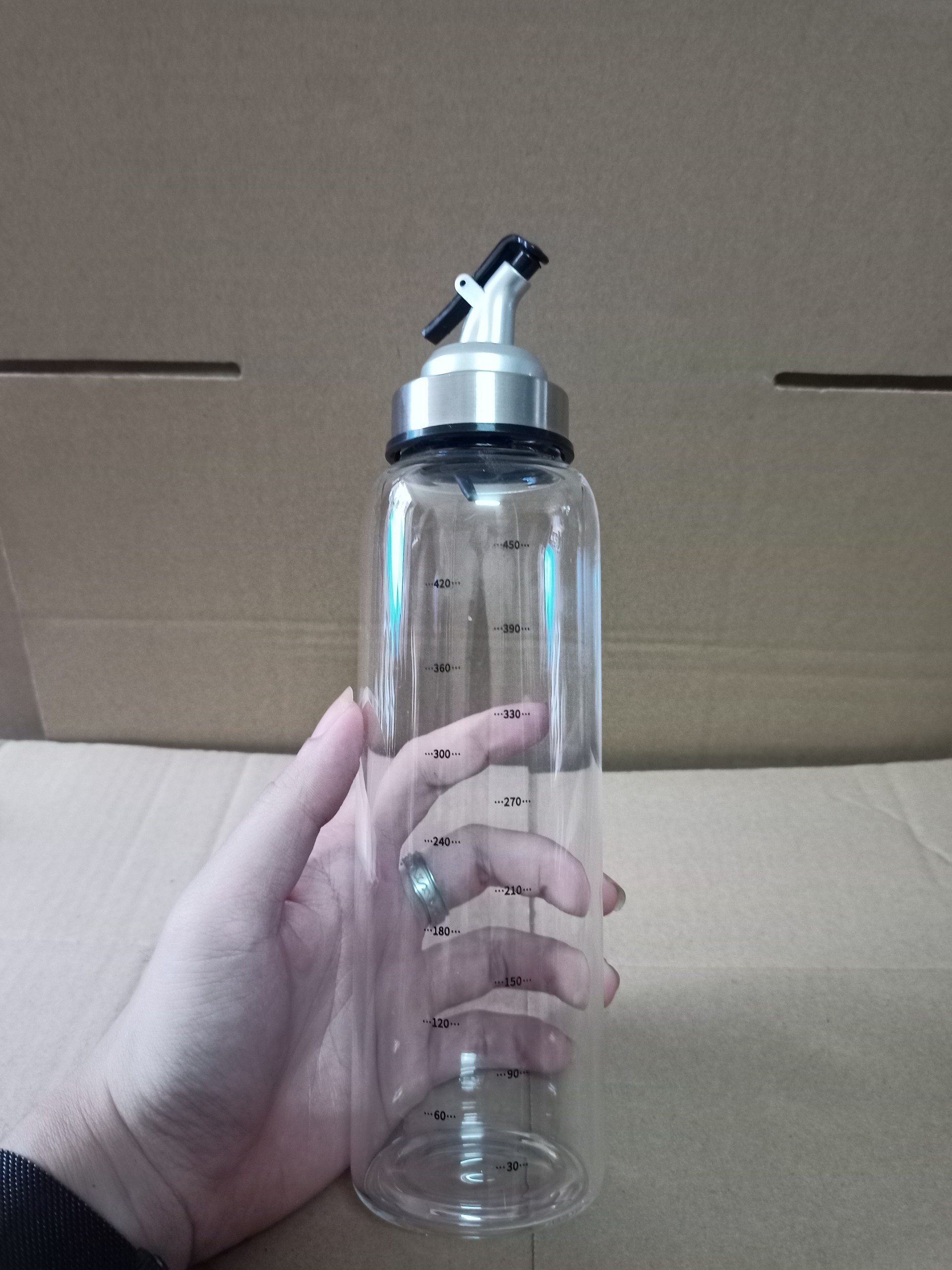 Chai Thủy Tinh Đựng Dầu Ăn, Nước Mắm, Xì Dầu 200ml 300ml 500ml, Có Vạch Chia, Vòi Rót, Chất Liệu Thủy Tinh Borosilicate