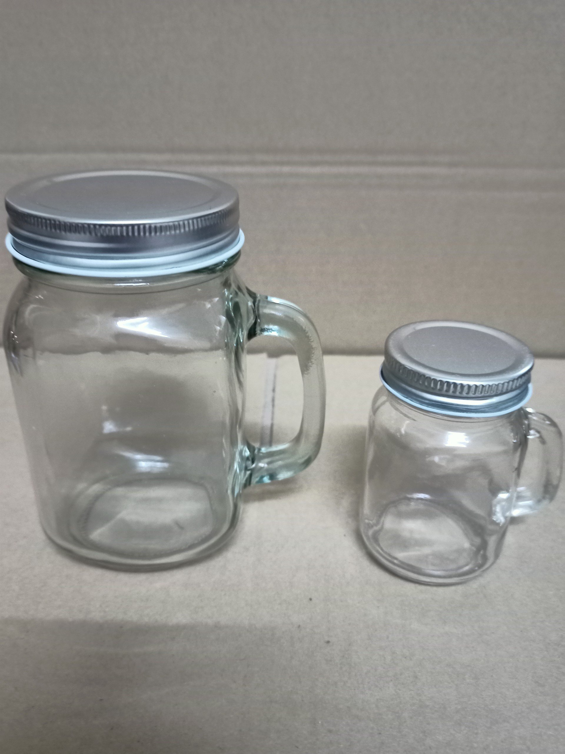 Cốc Thủy Tinh Mason 100ml 500ml Có Quai Kèm Nắp, Chất Liệu Dày Dặn - North Star Packing