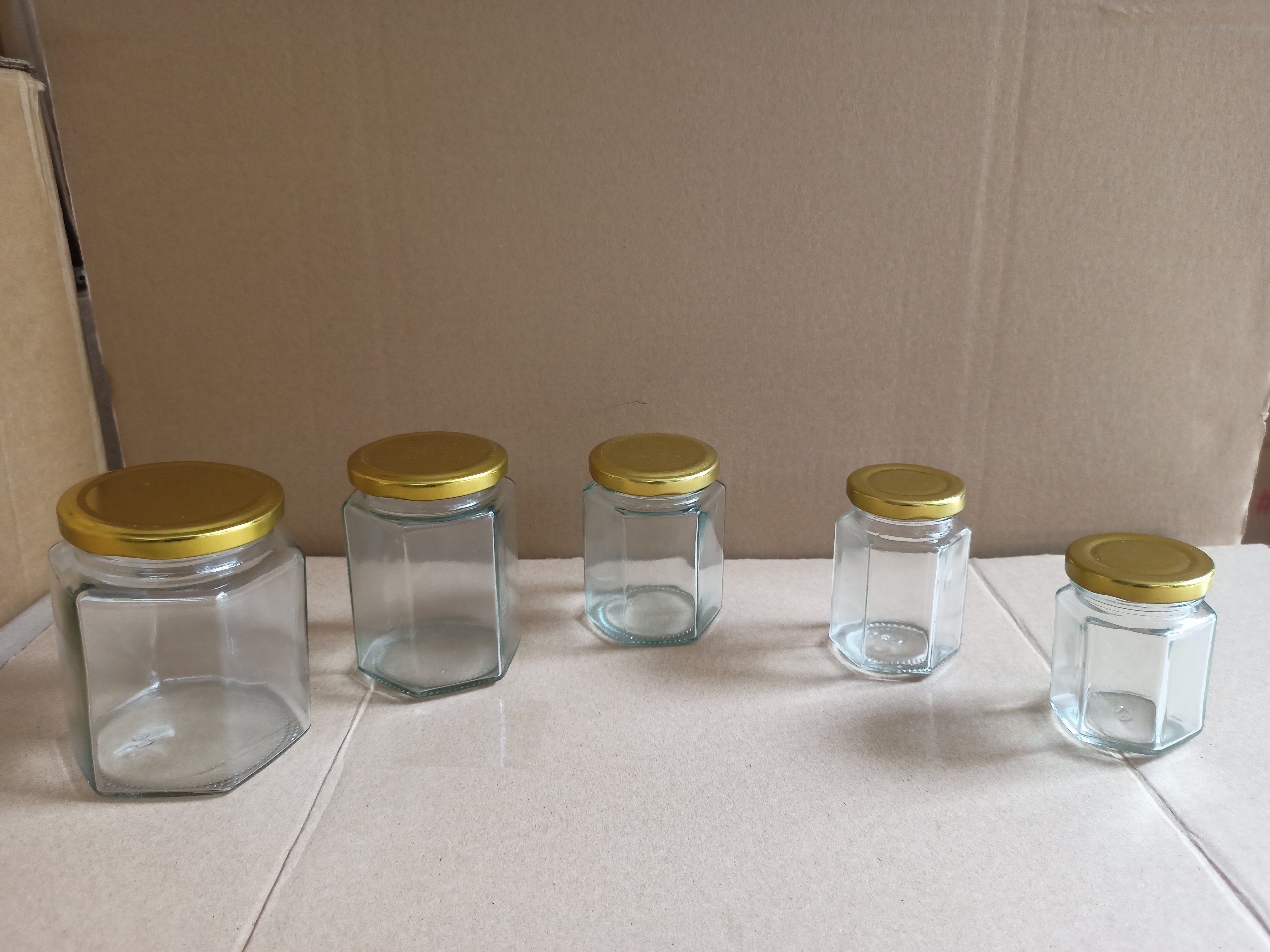 Hũ Thuỷ Tinh Lục Giác Nắp Thiếc 45ml 80ml 100ml 180ml 280ml 380ml 500ml 730ml Đựng Thực Phẩm Khô Ướt, Chất Liệu Thủy Tinh Cao Cấp - North Star Packing