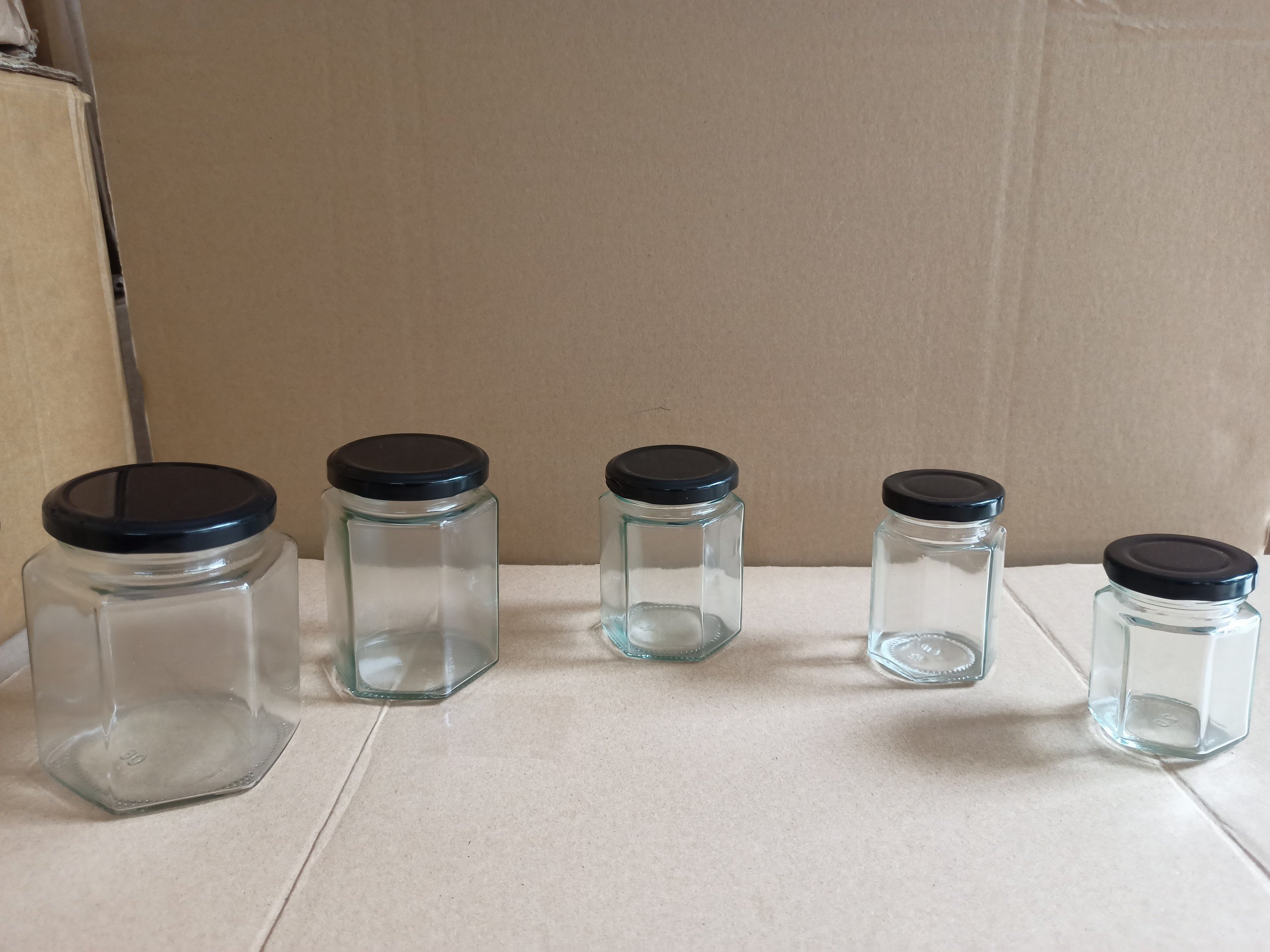 Hũ Thuỷ Tinh Lục Giác Nắp Thiếc 45ml 80ml 100ml 180ml 280ml 380ml 500ml 730ml Đựng Thực Phẩm Khô Ướt, Chất Liệu Thủy Tinh Cao Cấp - North Star Packing