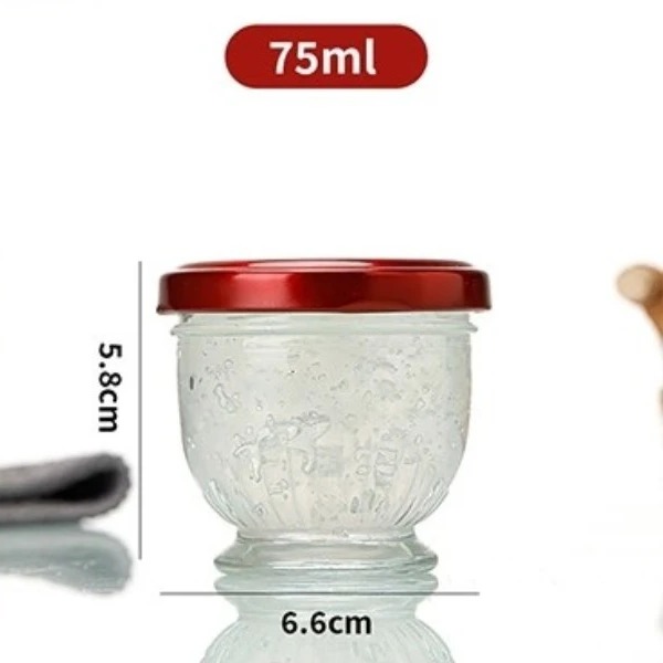 Hũ Chưng Yến Thủy Tinh 75ml 100ml 150ml, Dáng Sen Lùn Sọc Nắp Thiếc, Chất Liệu Cao Cấp - North Star Packing