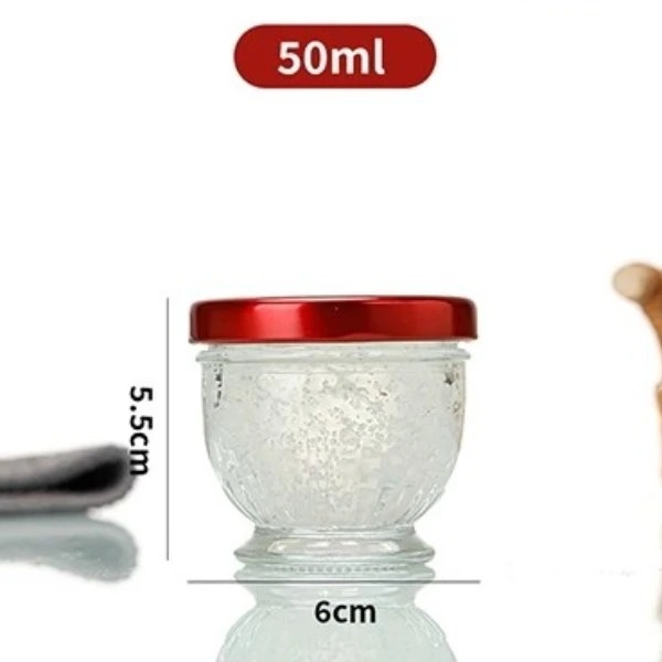 Hũ Chưng Yến Thủy Tinh 75ml 100ml 150ml, Dáng Sen Lùn Sọc Nắp Thiếc, Chất Liệu Cao Cấp - North Star Packing