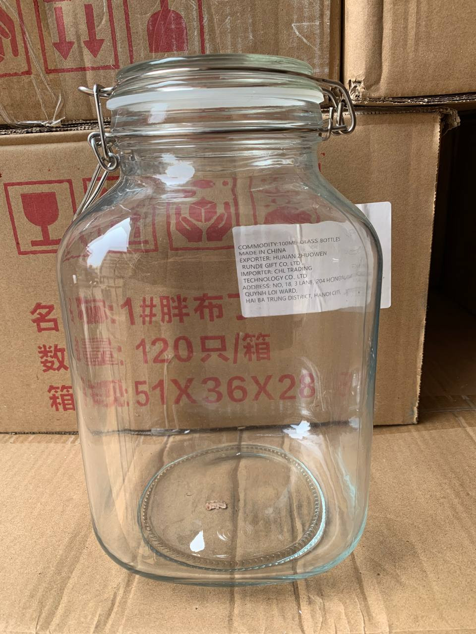 Hũ Thủy Tinh Tròn/ Vuông Nắp Gài Inox, Dung Tích 500ml 1000ml 1500ml 2000ml 3000ml 4800ml, Đựng Thực Phẩm, Chống Ẩm Mốc - NorthStar Packing