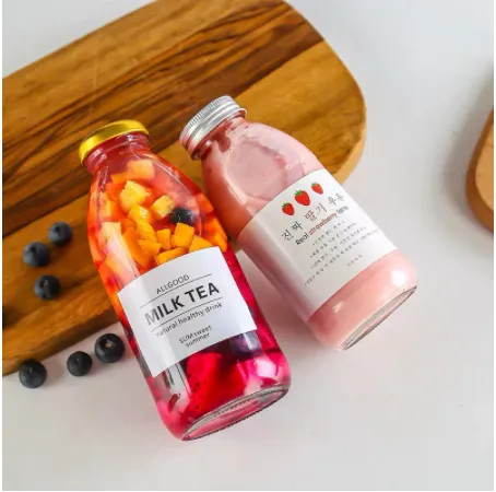 Chai Thủy Tinh Dáng Bầu Nắp Thiếc 350ml, Đựng Sữa, Nước Trái Cây, Sinh Tố, Nắp Vặn Chắc Chắn - North Star Packing