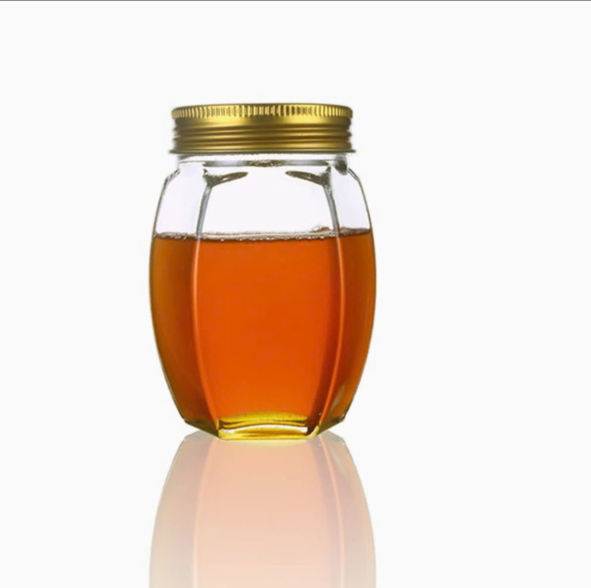 Hũ Thủy Tinh Lục Giác Đựng Mật Ong 380ml 730ml Nắp Vàng, Đựng Yến Chưng, Trà, Siro - North Star Packing