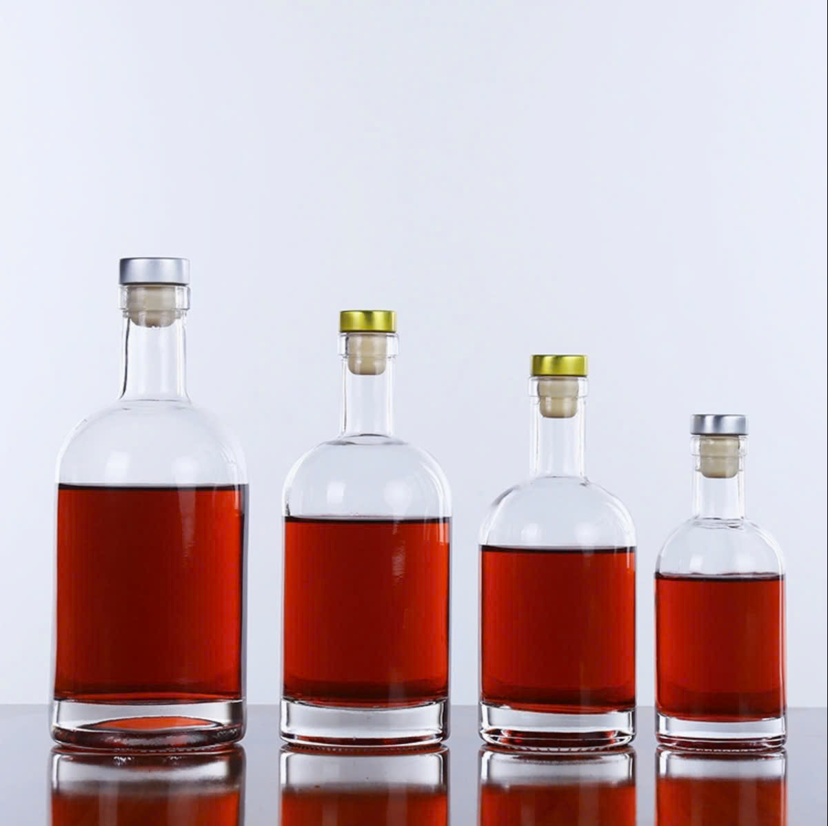 Chai Thủy Tinh Vodka/Vỏ Chai Đựng Rượu, Nút Cao Su Bọc Nhôm Vàng, Dung Tích 100ml 200ml 375ml 500ml 750ml 1000ml - North Star Packing