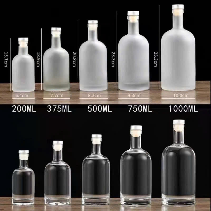 Chai Thủy Tinh Vodka/Vỏ Chai Đựng Rượu, Nút Cao Su Bọc Nhôm Vàng, Dung Tích 100ml 200ml 375ml 500ml 750ml 1000ml - North Star Packing